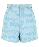 Shorts in Denim Light con Stampa Lettering-Emporio Armani-Shorts-Vittorio Citro Boutique