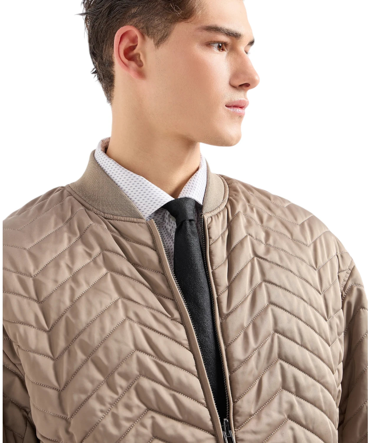 Bomber Reversibile in Raso Tecnico Matelassé con Motivo Chevron-Emporio Armani-Piumini-Vittorio Citro Boutique