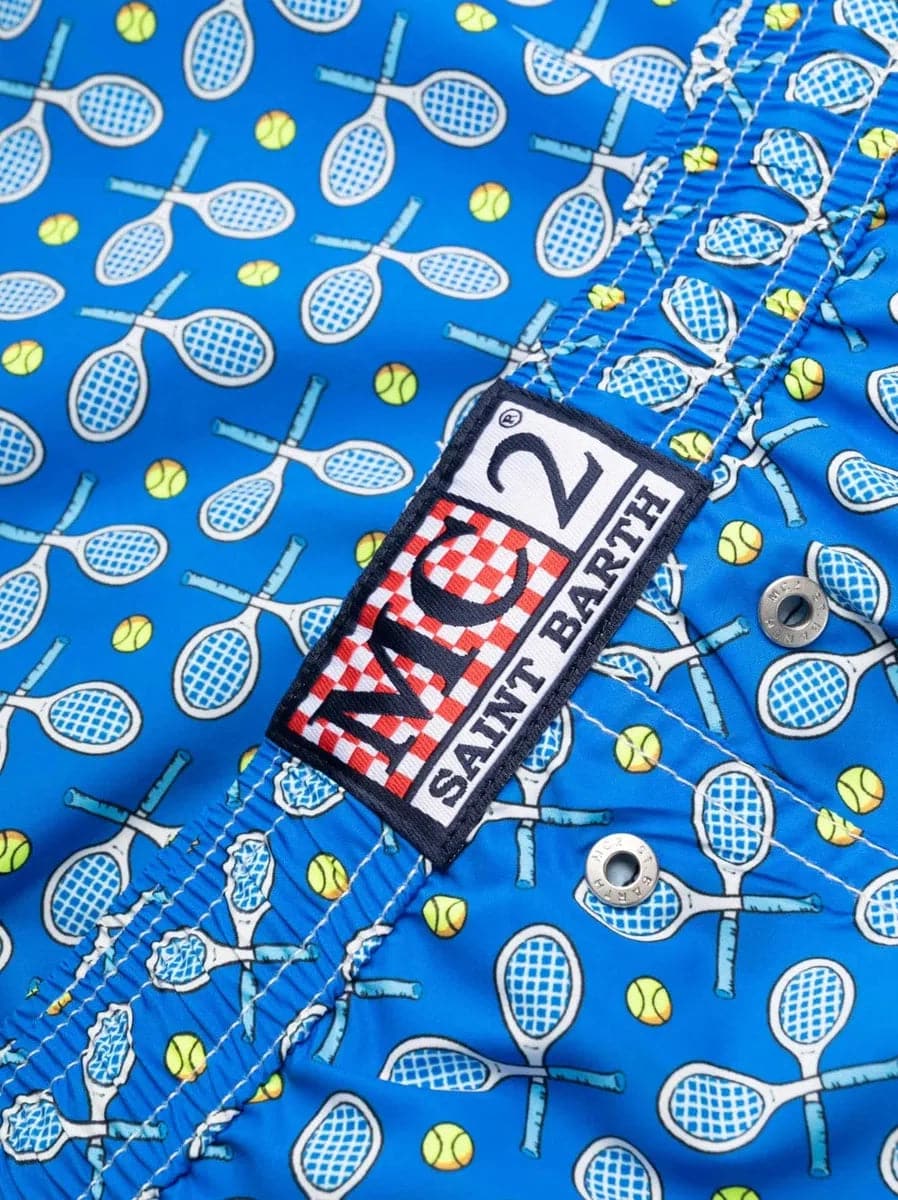Pantaloncini da bagno uomo in tessuto leggero con stampa tennis - Vittorio Citro Boutique