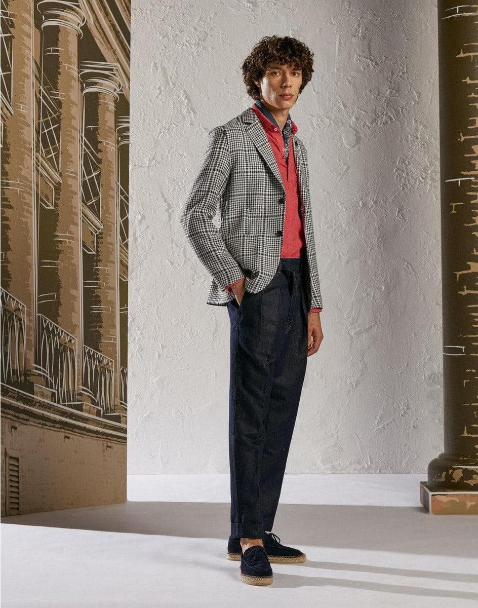 LARDINI - Giacca camicia in lana e seta con disegno macro galles - Vittorio Citro Boutique